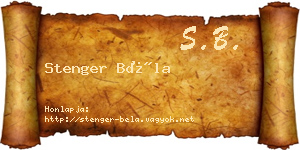 Stenger Béla névjegykártya